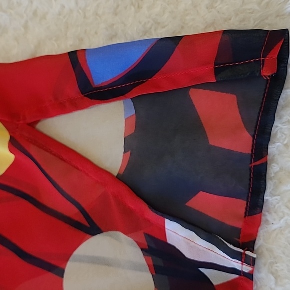 NEW Vintage Liz Baker Tunic Top Semi-sheer Chiffon Bright Red Poppies Print Lrge - Picture 5 of 9